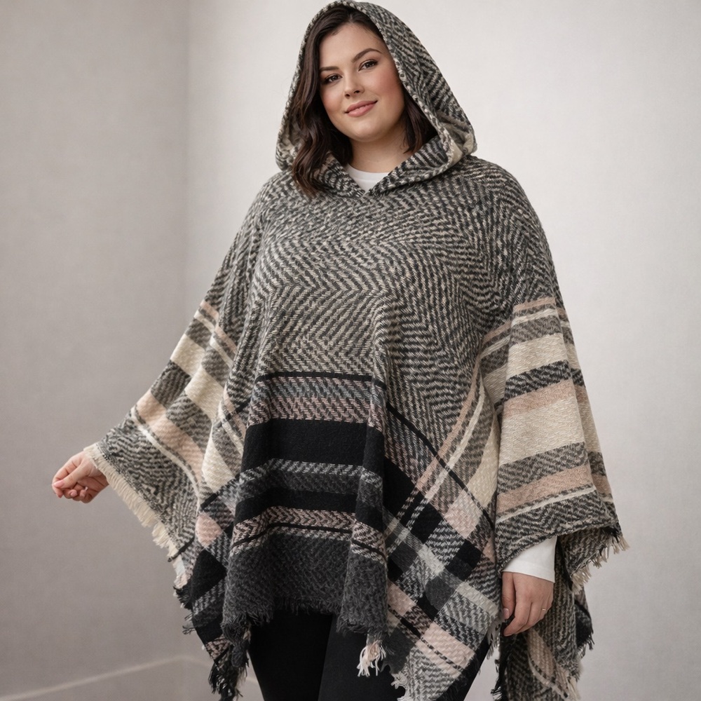 Andthewhy Hooded One Size Oversized Poncho
